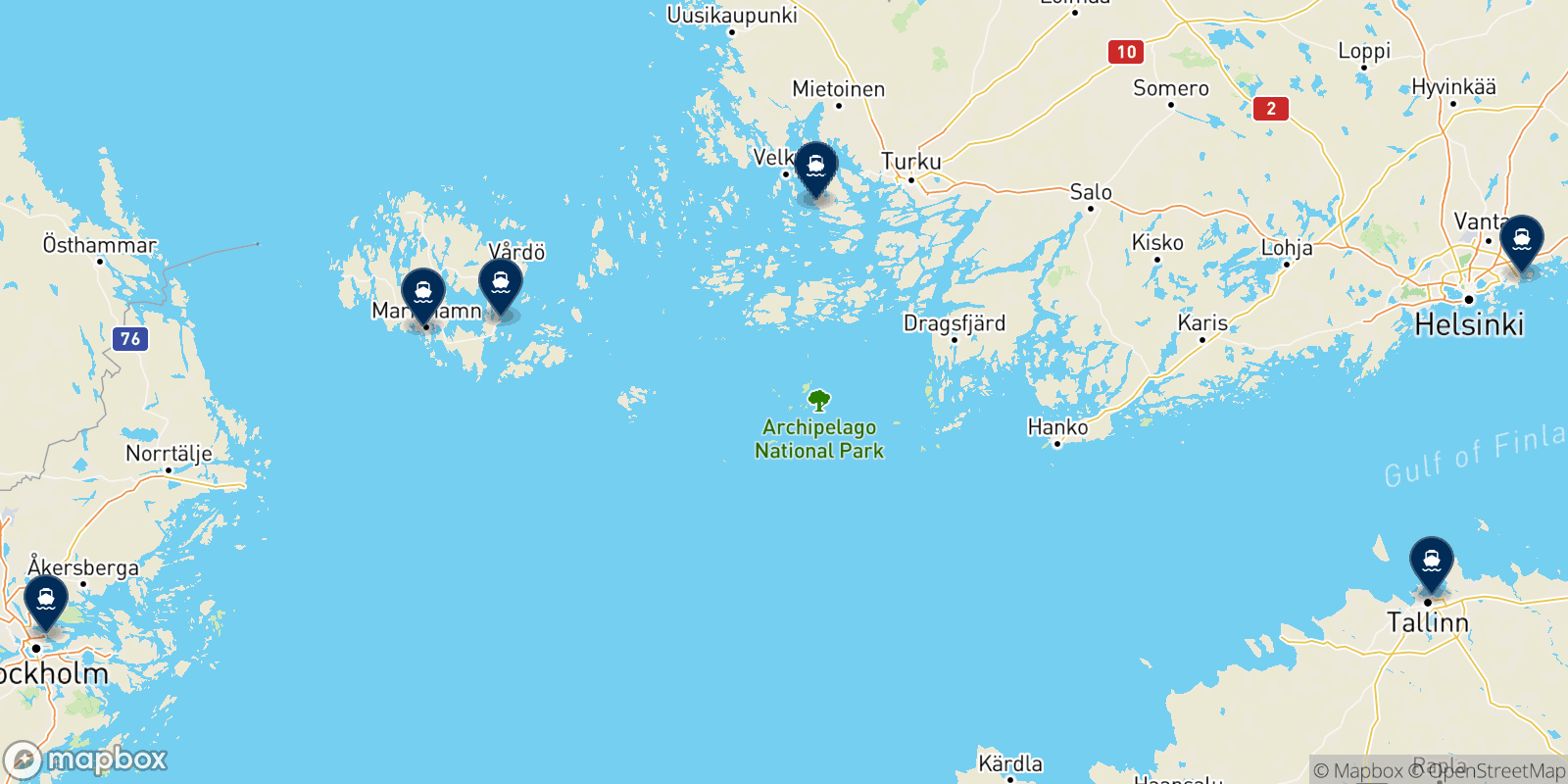 Tallink Silja Line destination map