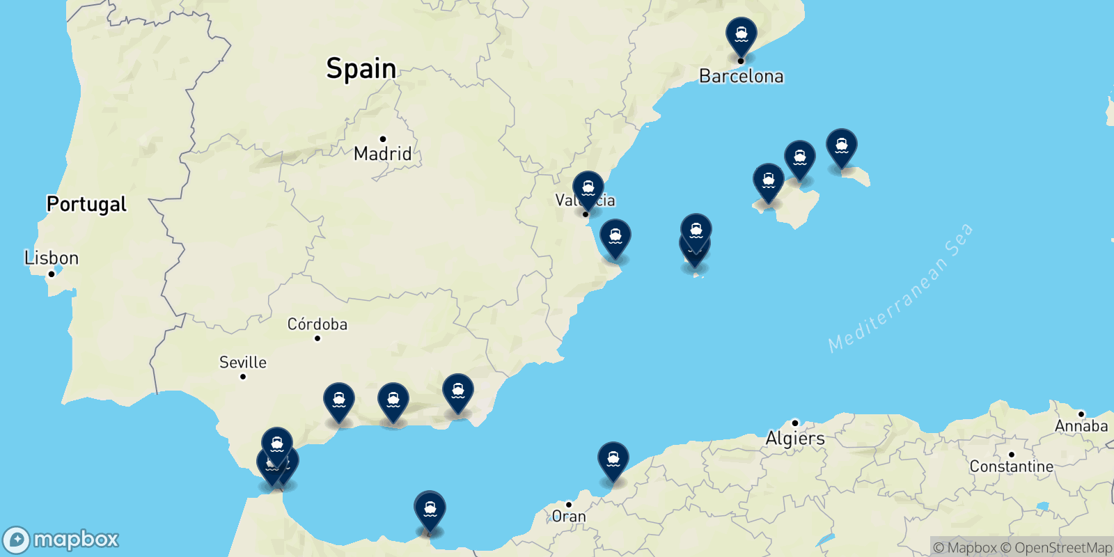 Balearia destinations map