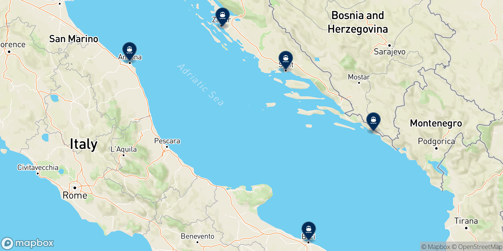 Jadrolinija destination map