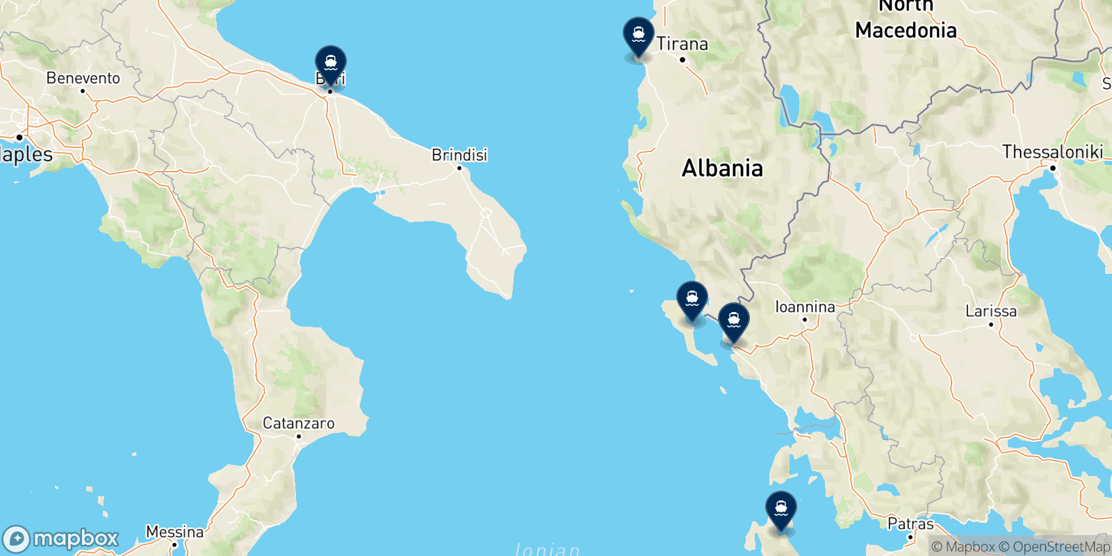 Ventouris Ferries destination map