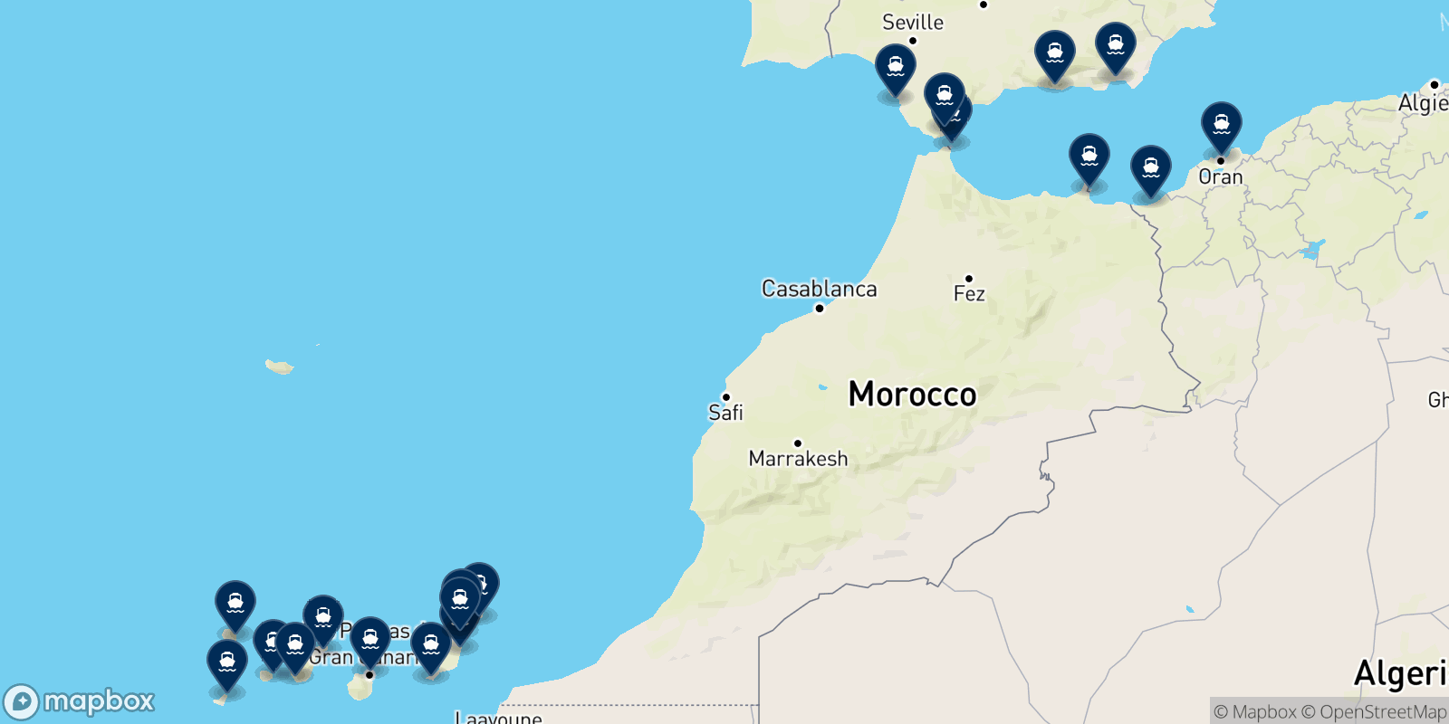 Naviera Armas destinations map