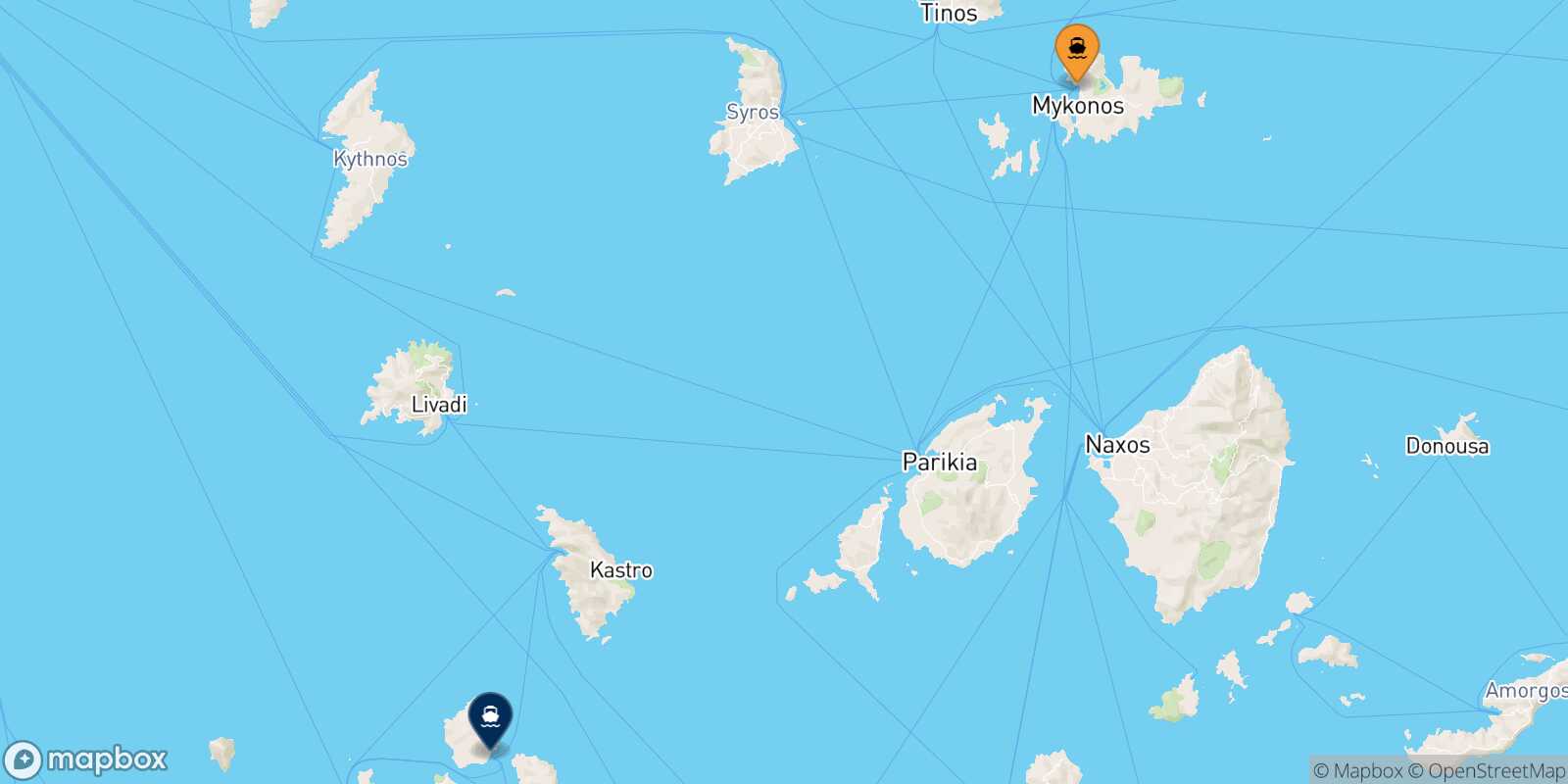 Mykonos Kimolos route map