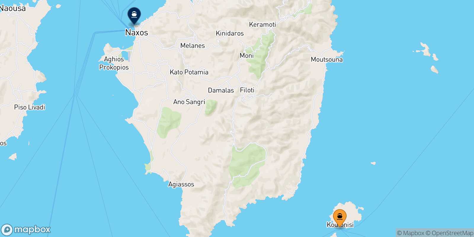 Koufonissi Naxos route map