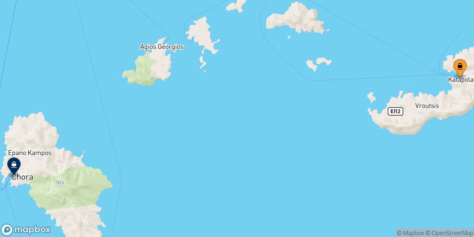 Katapola (Amorgos) Ios route map