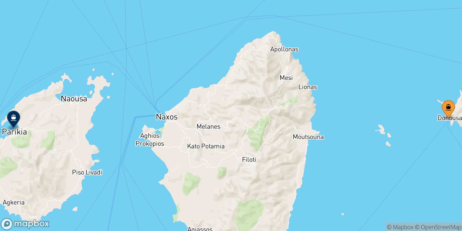 Donoussa Paros route map
