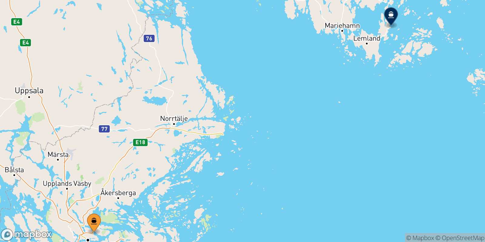 Stockholm Långnäs route map