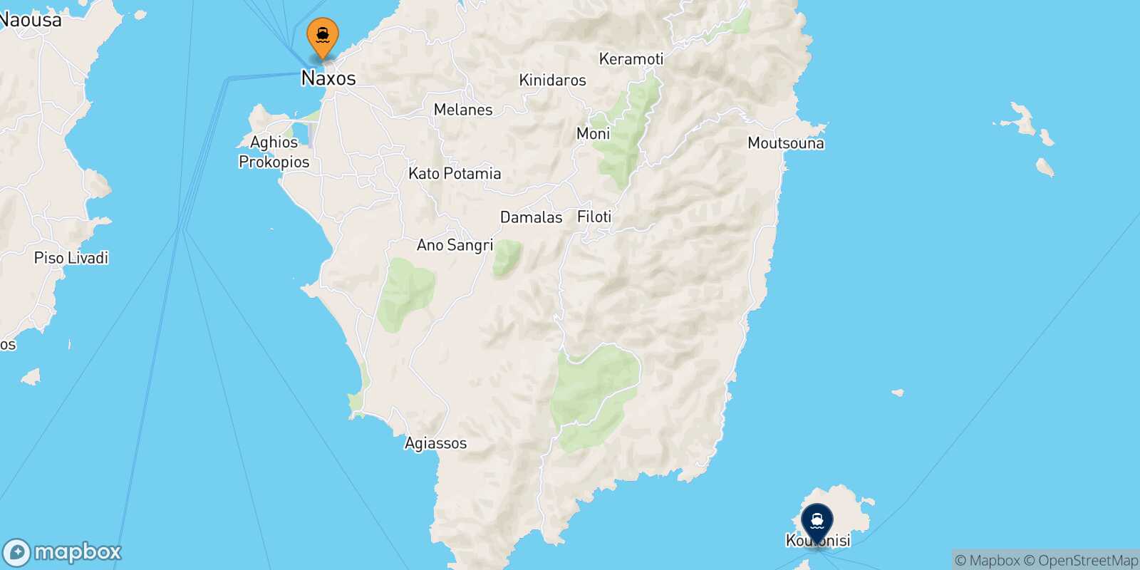 Naxos Koufonissi route map
