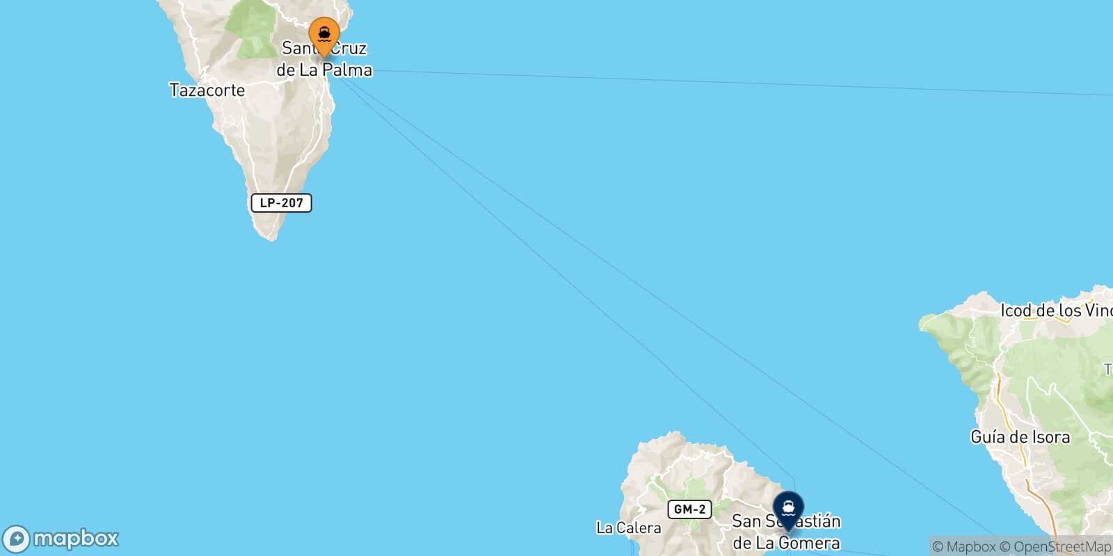 Santa Cruz De La Palma San Sebastian De La Gomera route map