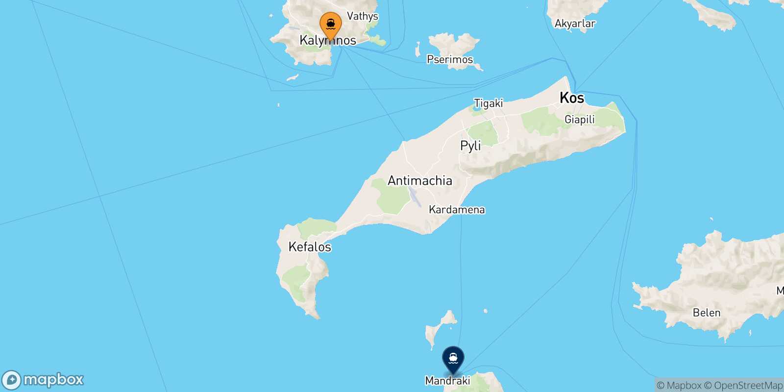 Kalymnos Nisyros route map