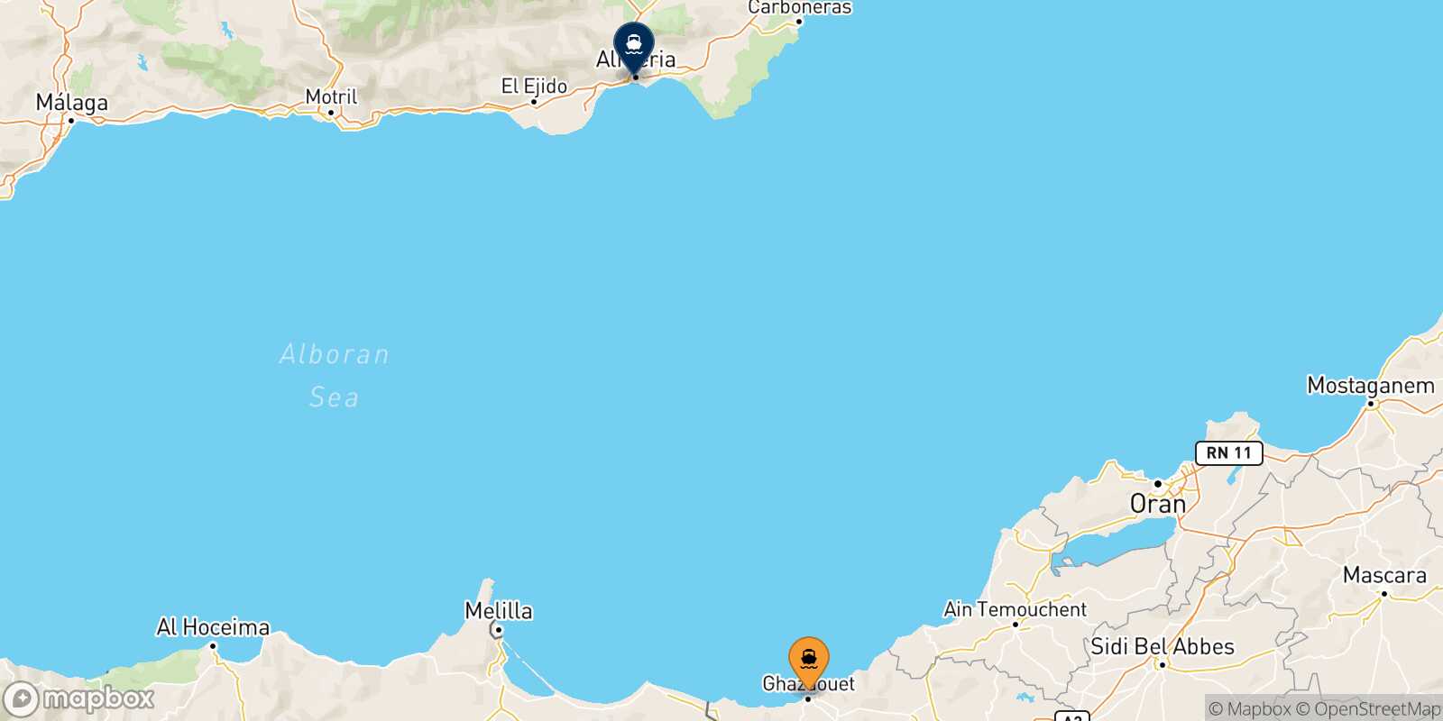 Ghazaouet Almeria route map