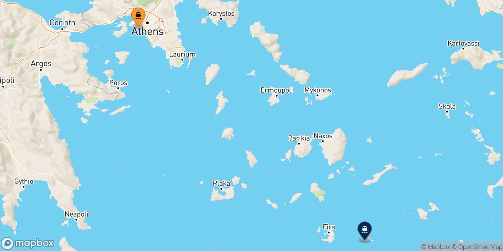Piraeus Anafi route map