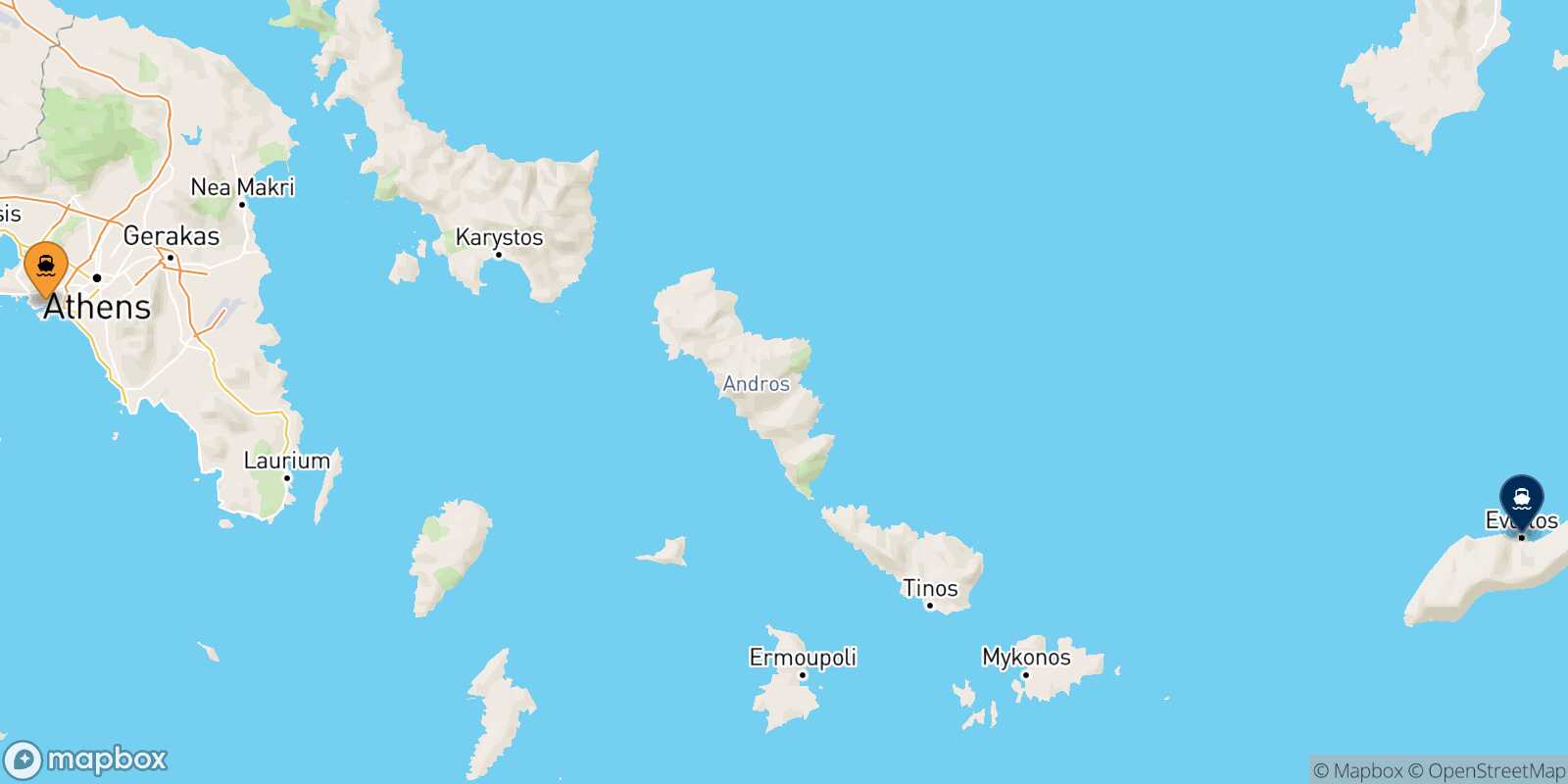 Piraeus Evdilos (Ikaria) route map
