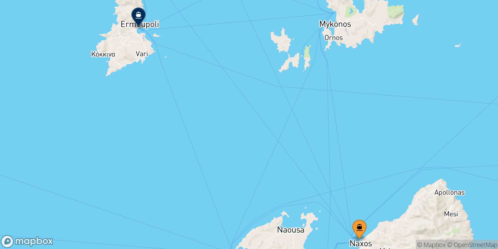Naxos Syros route map