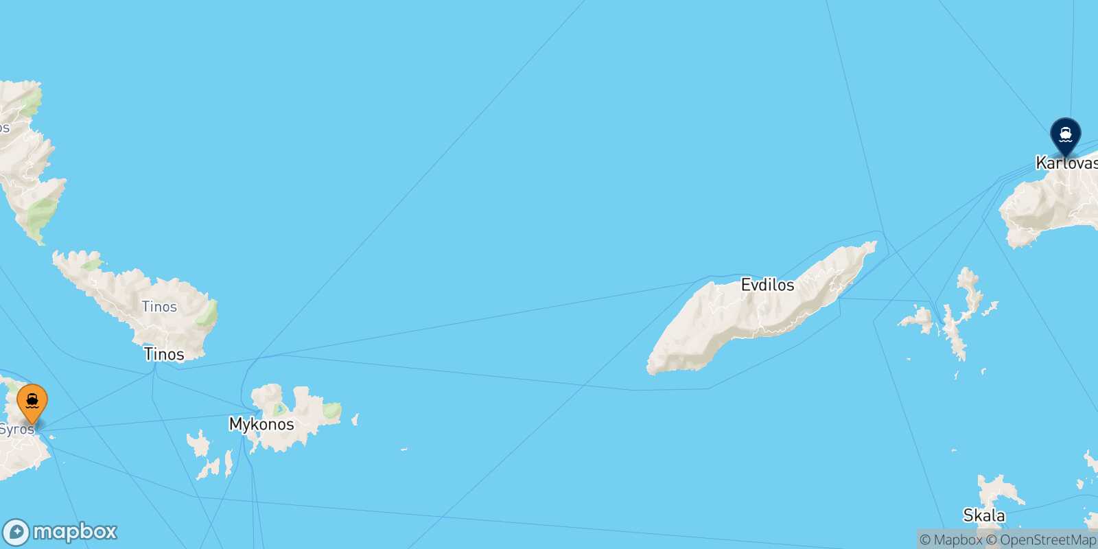 Syros Karlovassi (Samos) route map