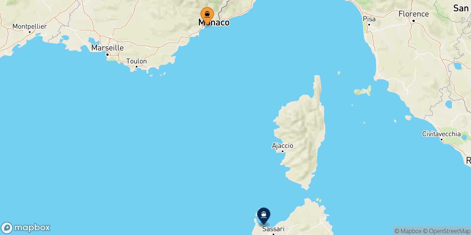 Nice Porto Torres route map