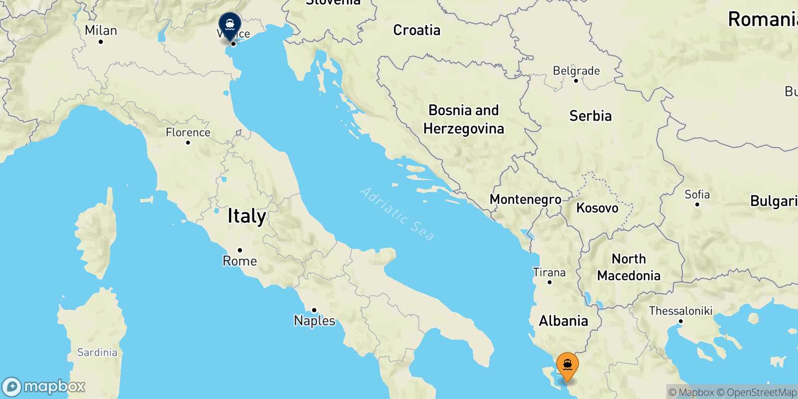 Igoumenitsa Venice route map