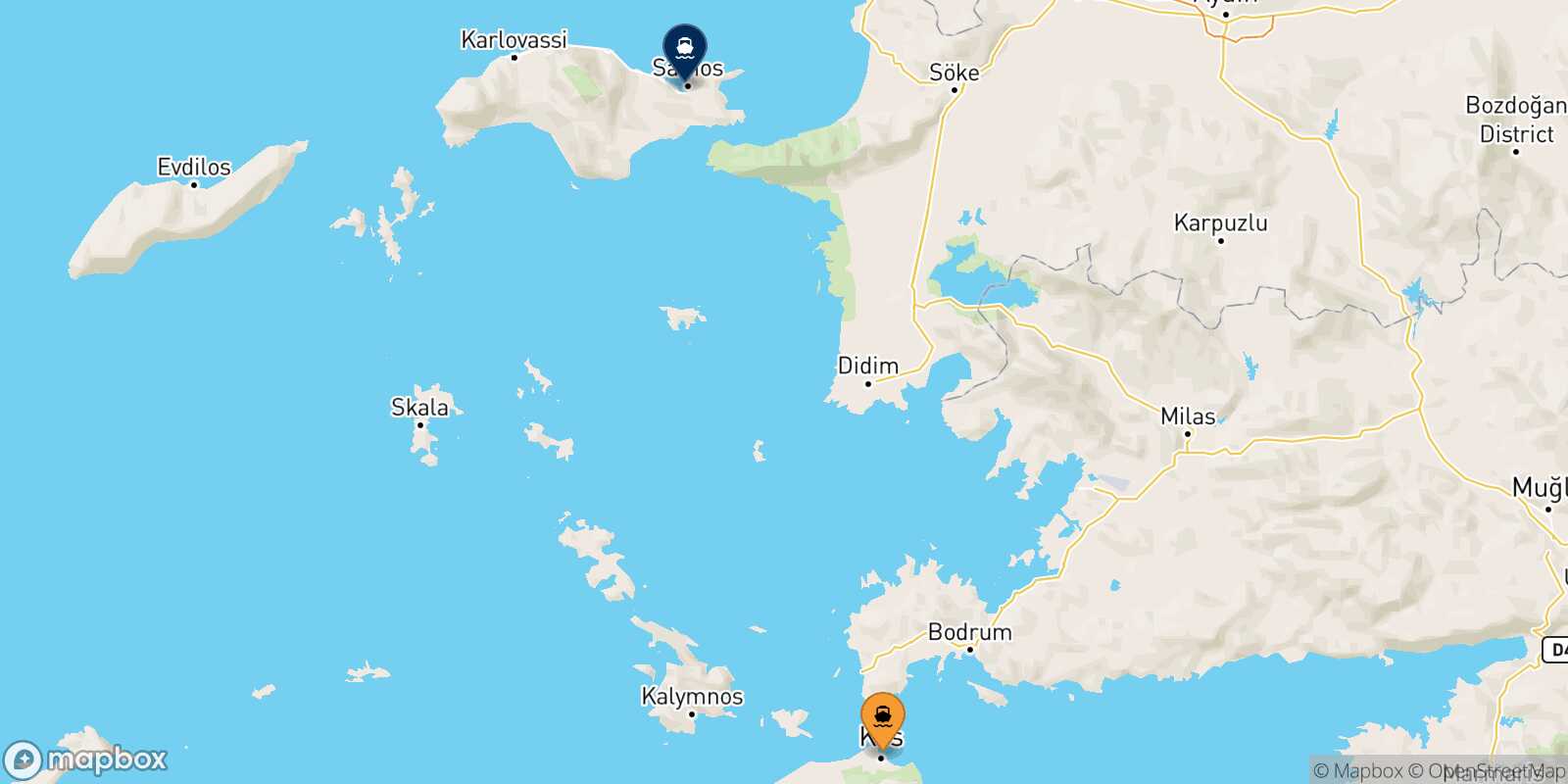 Kos Vathi (Samos) route map
