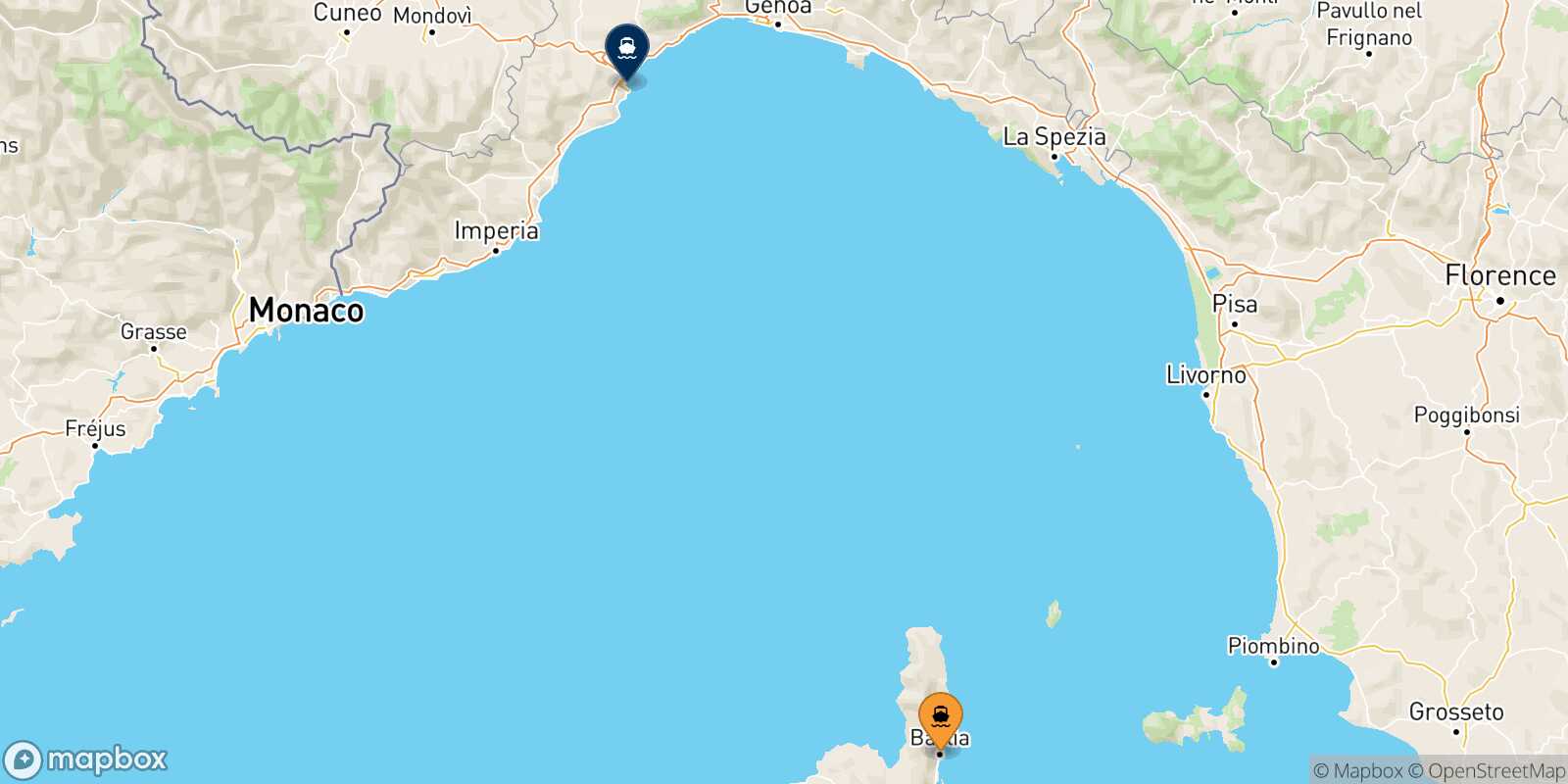 Bastia Savona route map