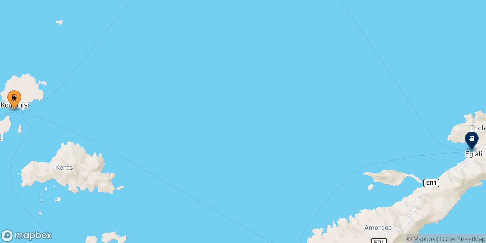 Koufonissi Aegiali (Amorgos) route map