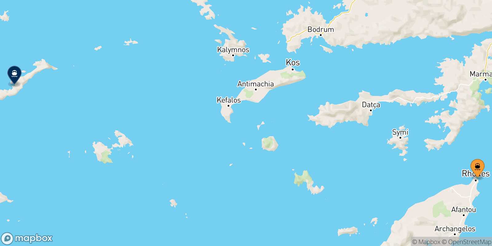 Rhodes Katapola (Amorgos) route map