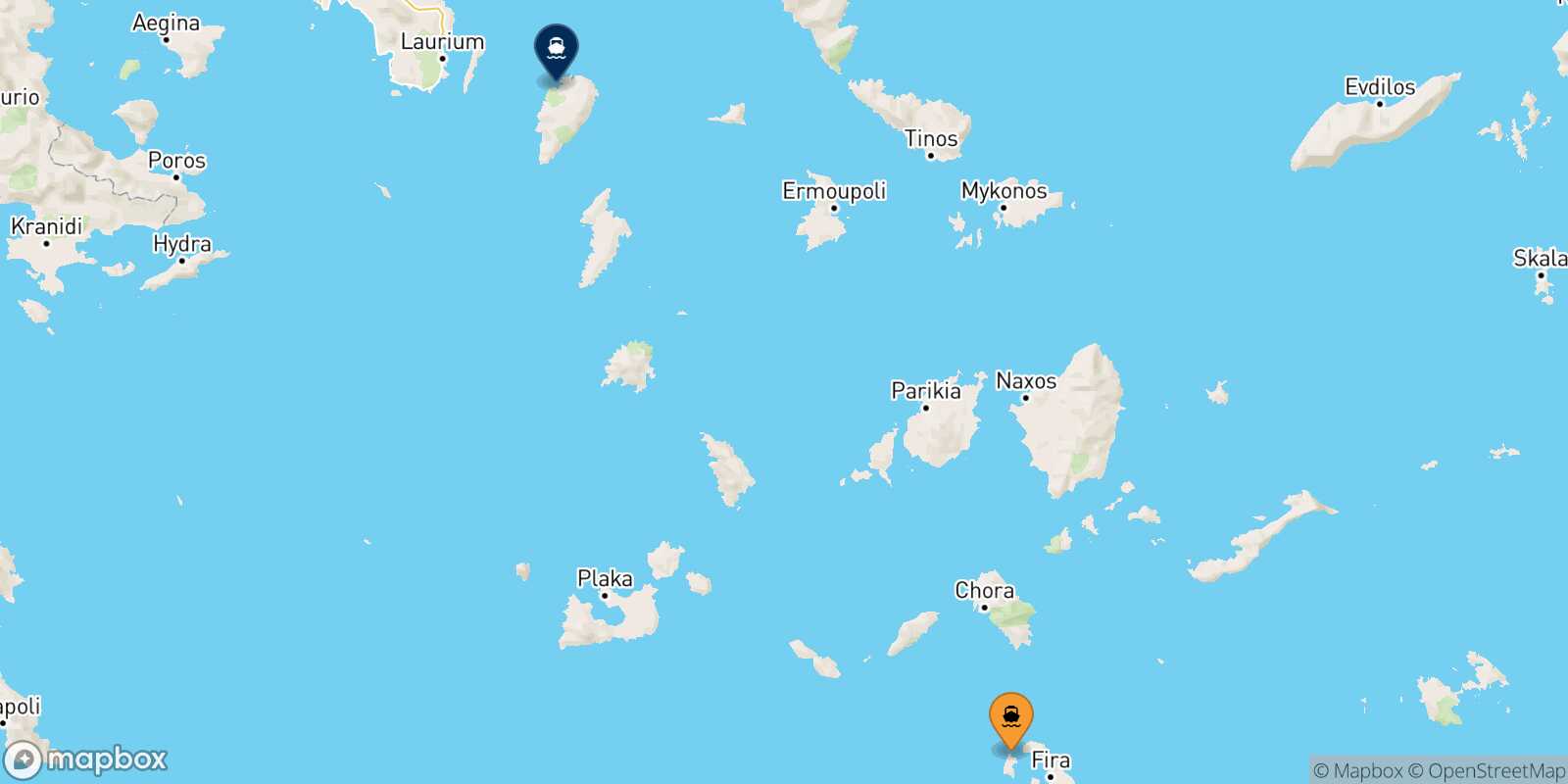 Thirassia Kea route map