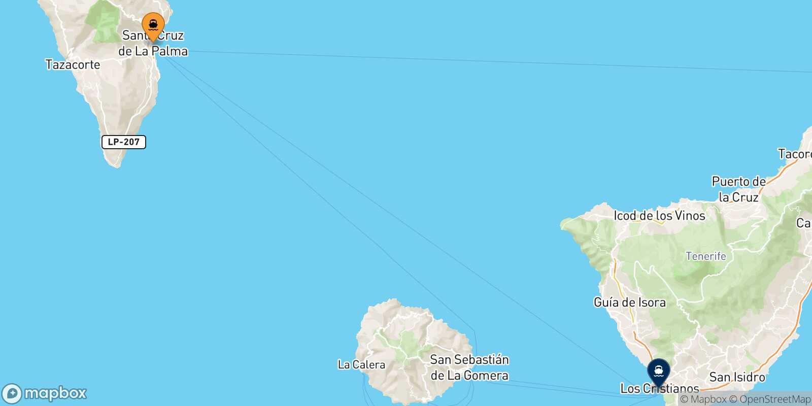 Santa Cruz De La Palma Los Cristianos (Tenerife) route map