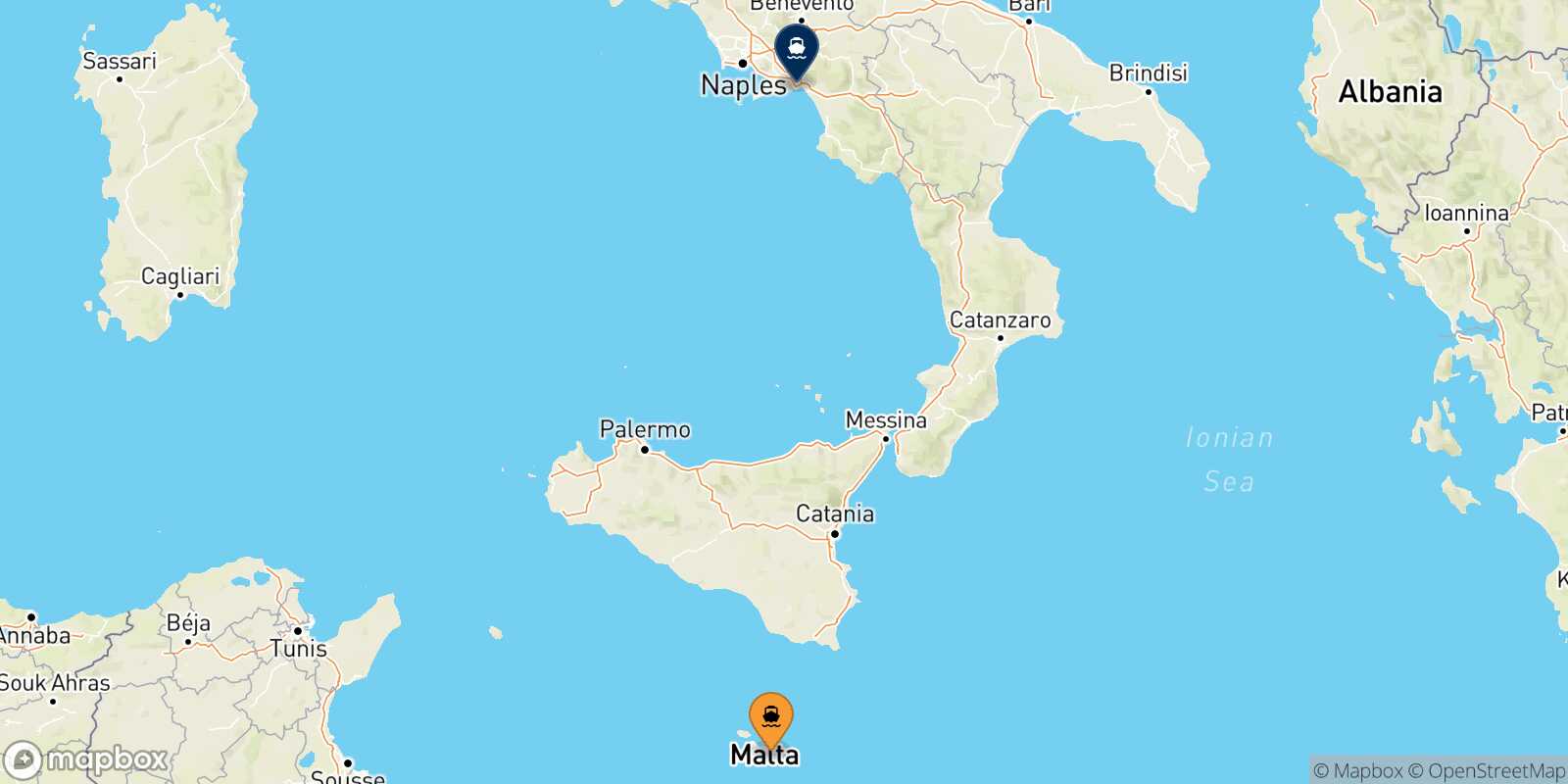 La Valletta (Malta) Salerno route map