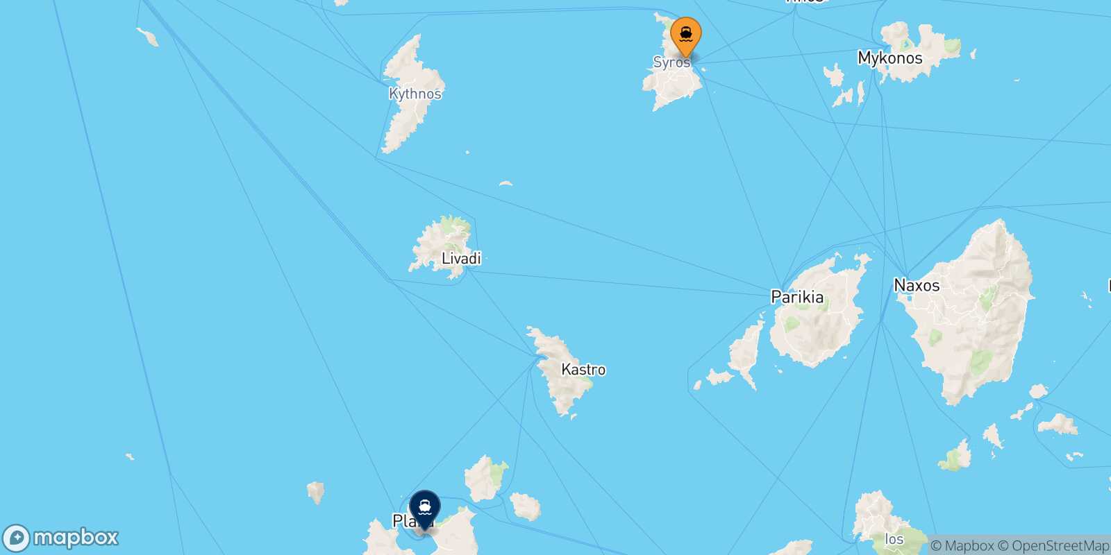 Syros Milos route map