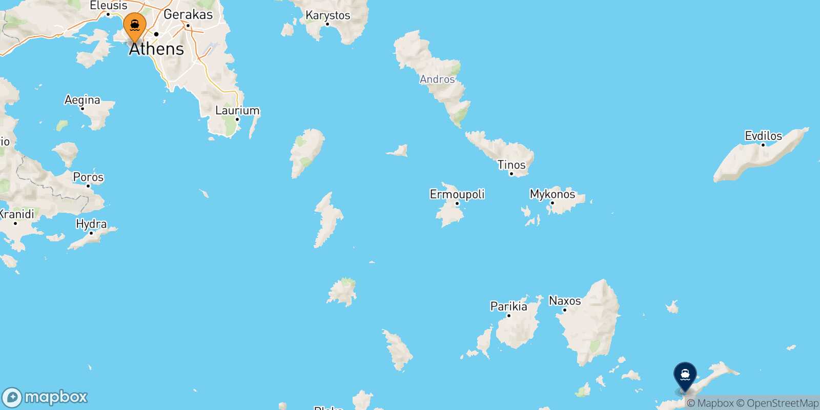 Piraeus Katapola (Amorgos) route map