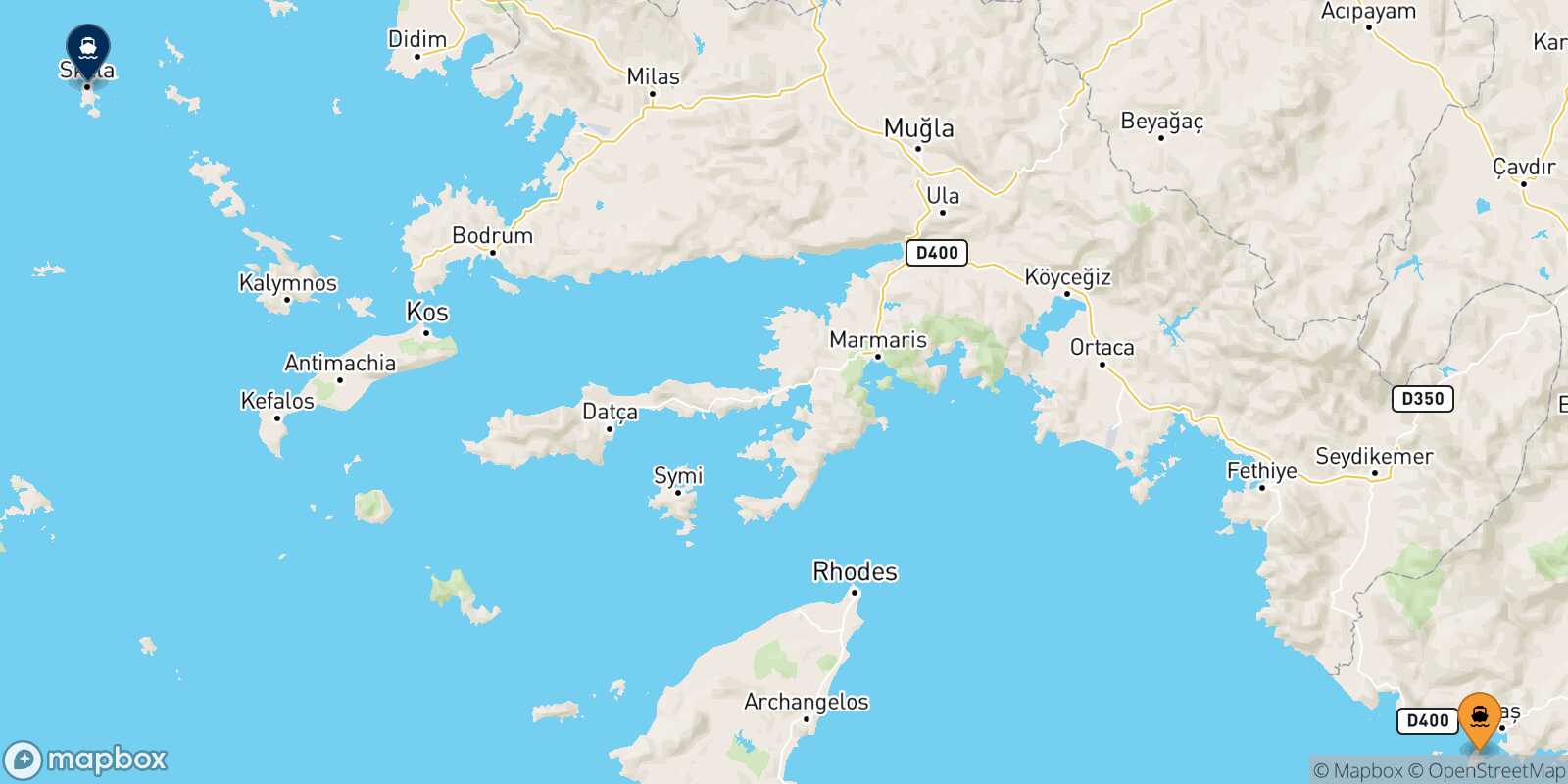 Kastelorizo Patmos route map