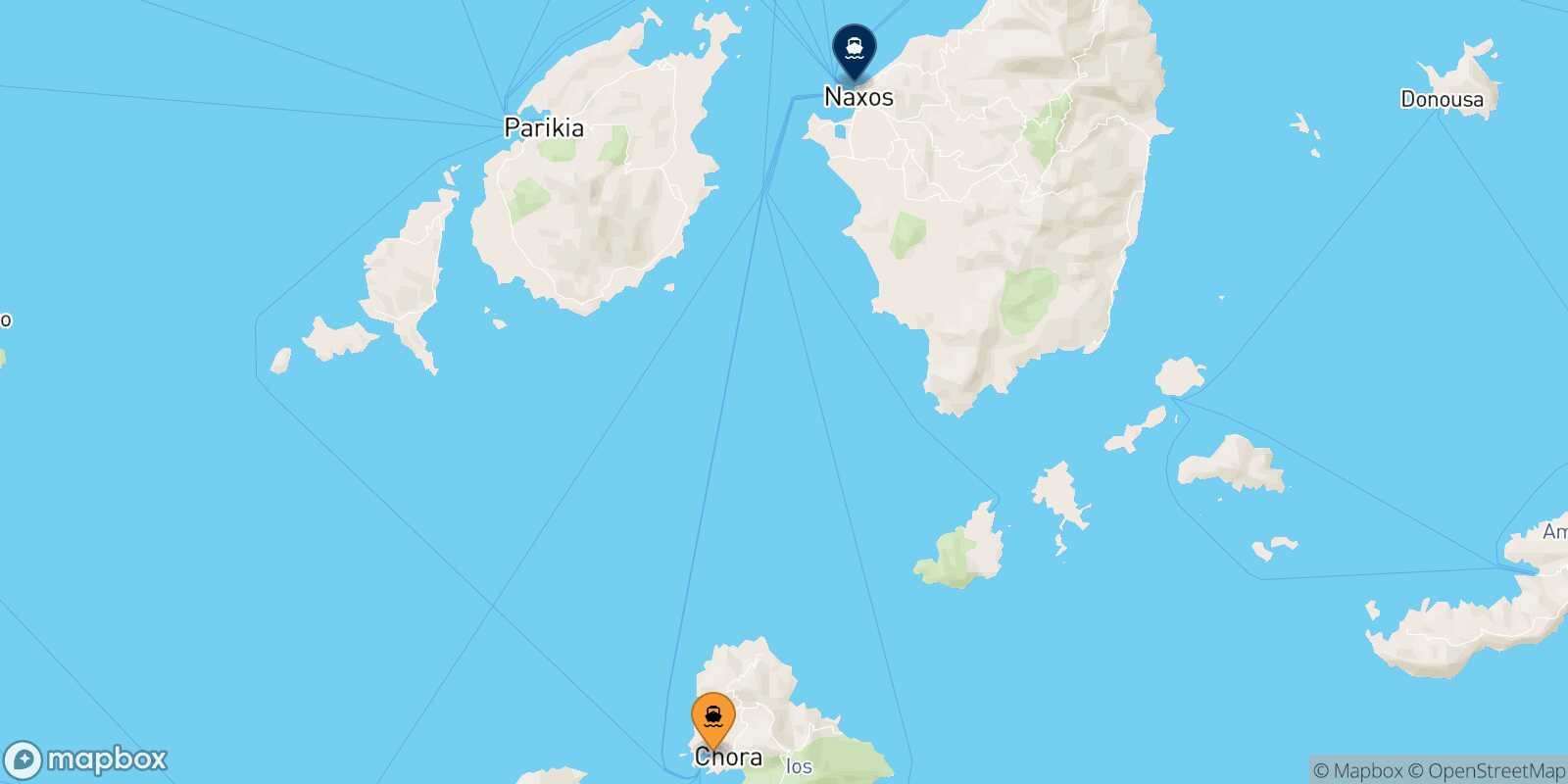 Ios Naxos route map
