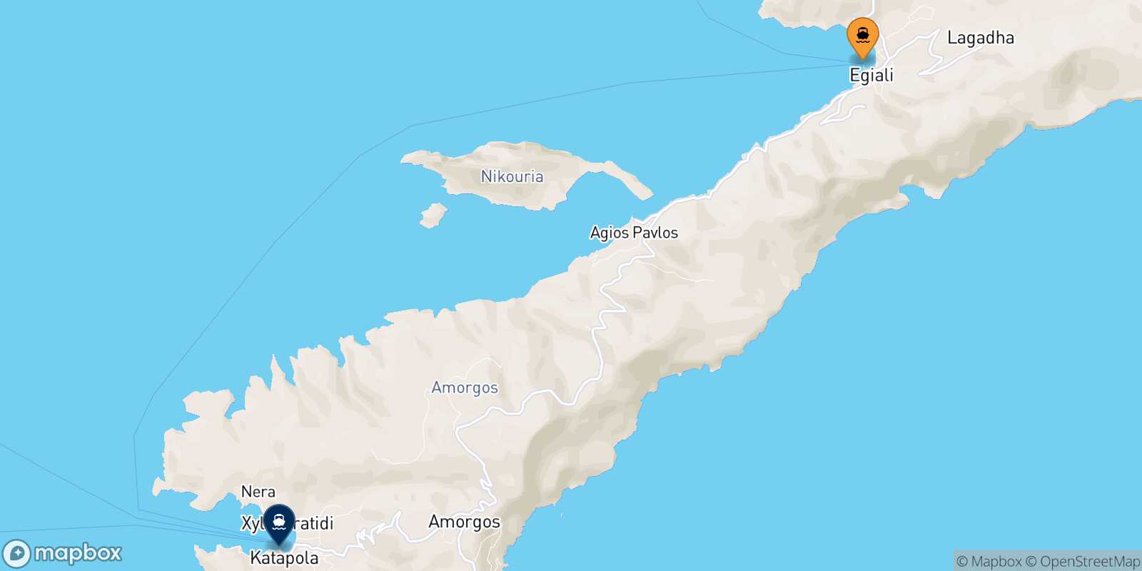 Aegiali (Amorgos) Katapola (Amorgos) route map