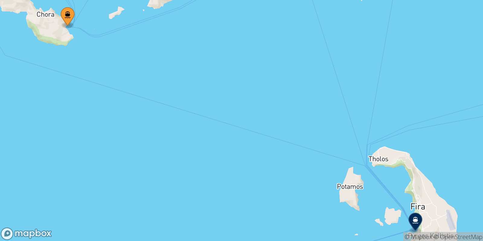 Folegandros Thira (Santorini) route map