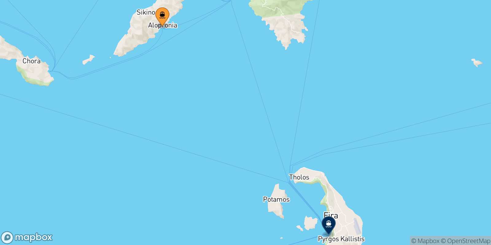 Sikinos Thira (Santorini) route map