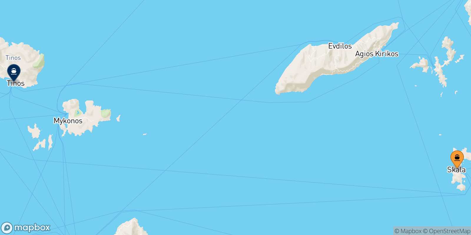 Patmos Tinos route map