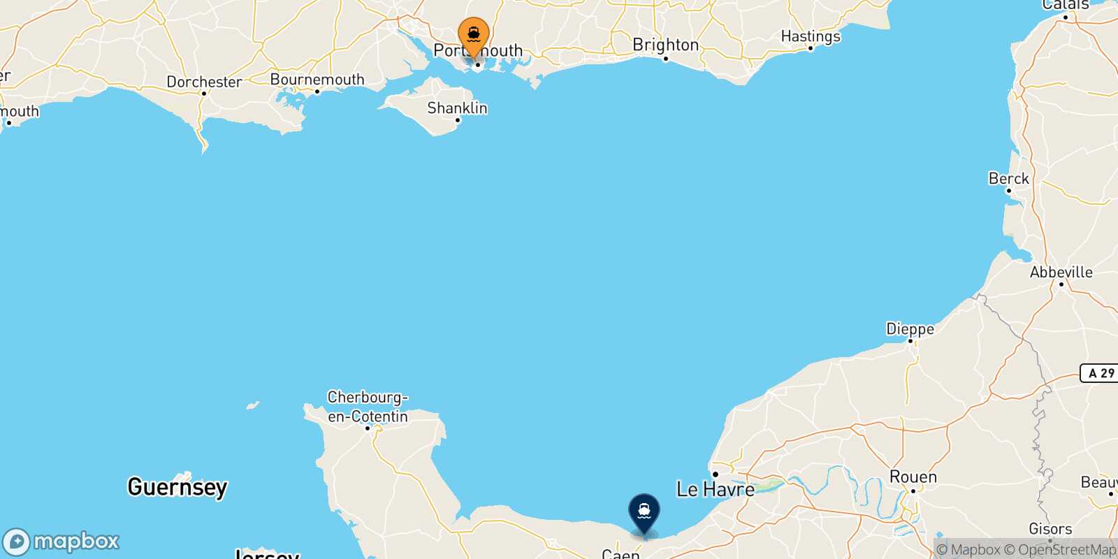 Portsmouth Ouistreham (Caen) route map