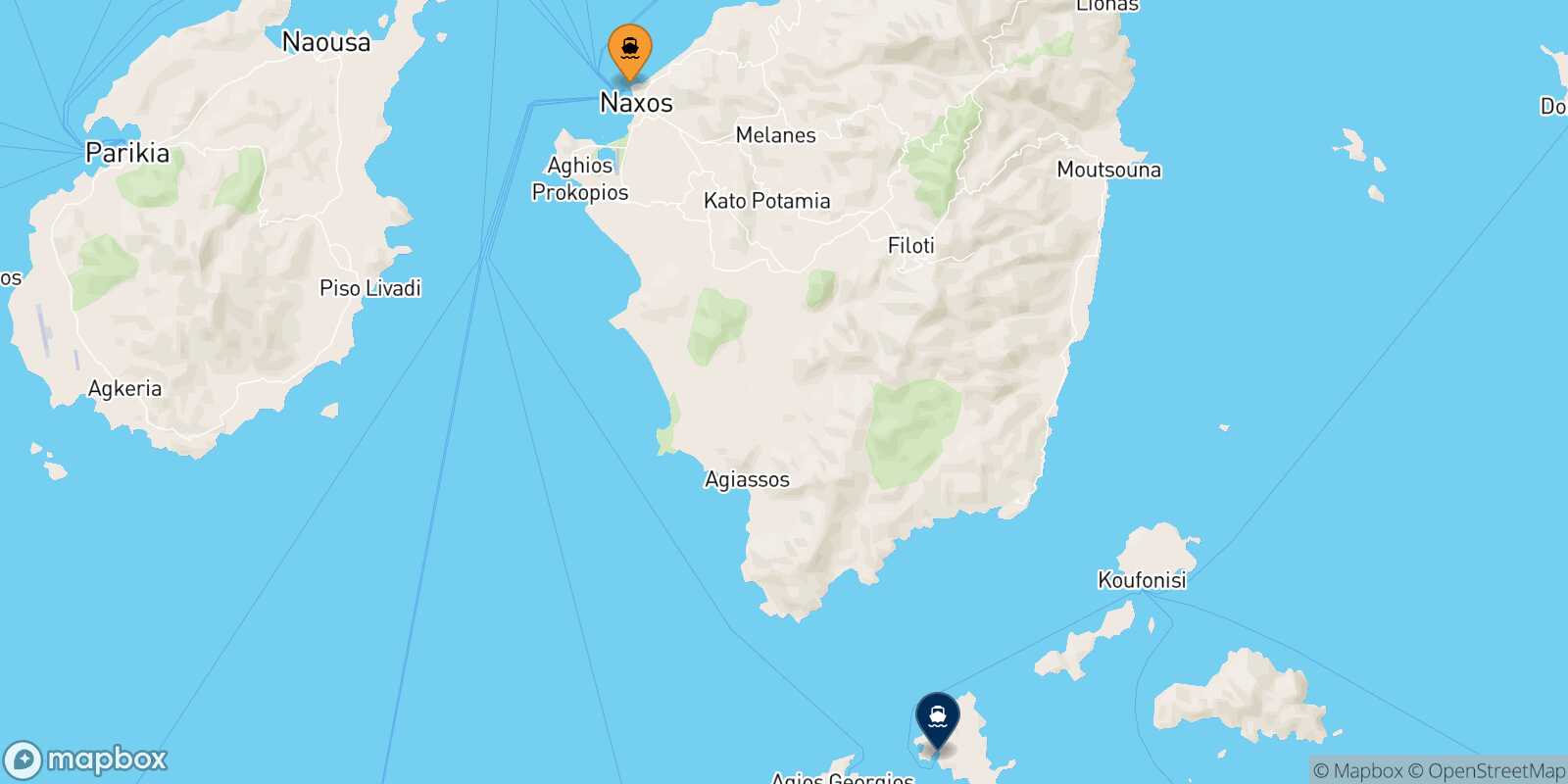 Naxos Schinoussa route map