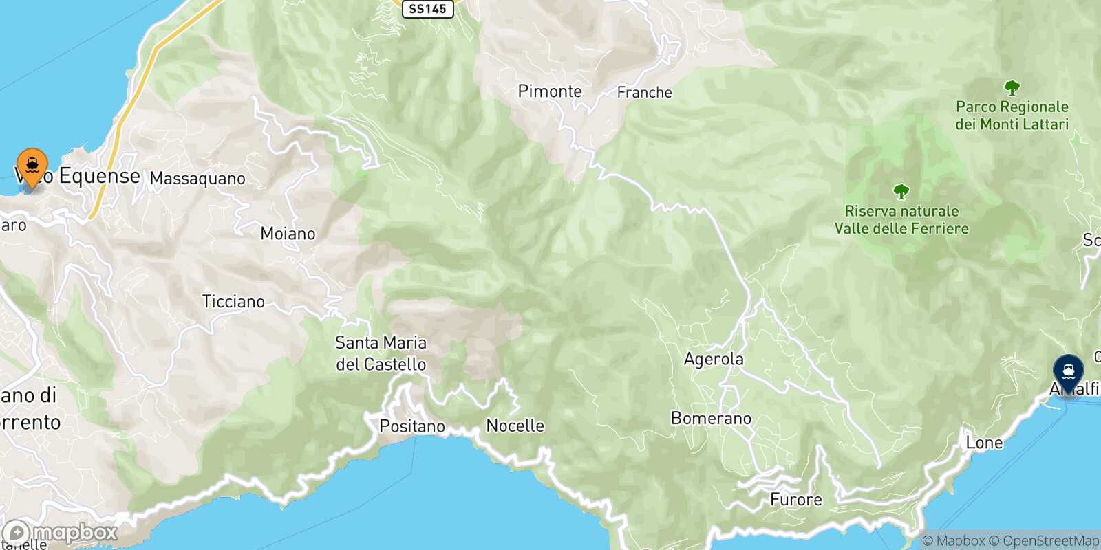 Seiano Amalfi route map