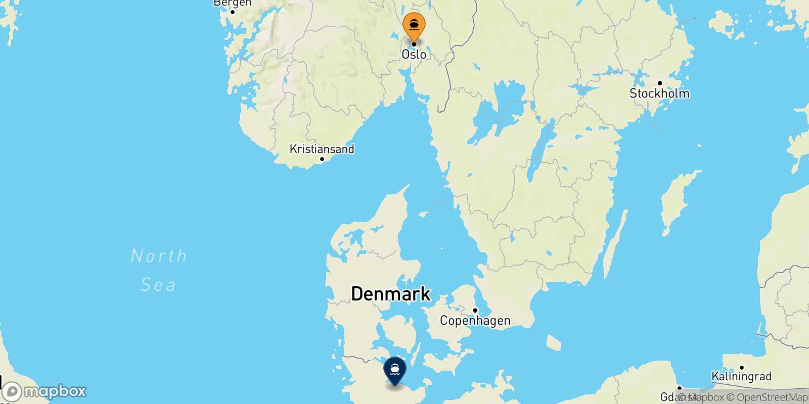 Oslo Kiel route map