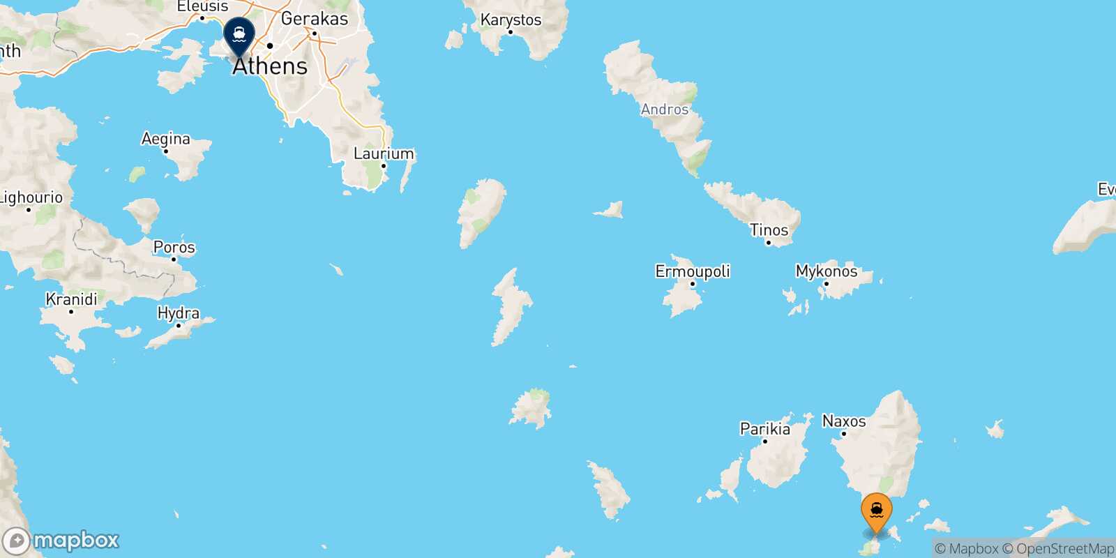 Iraklia Piraeus route map