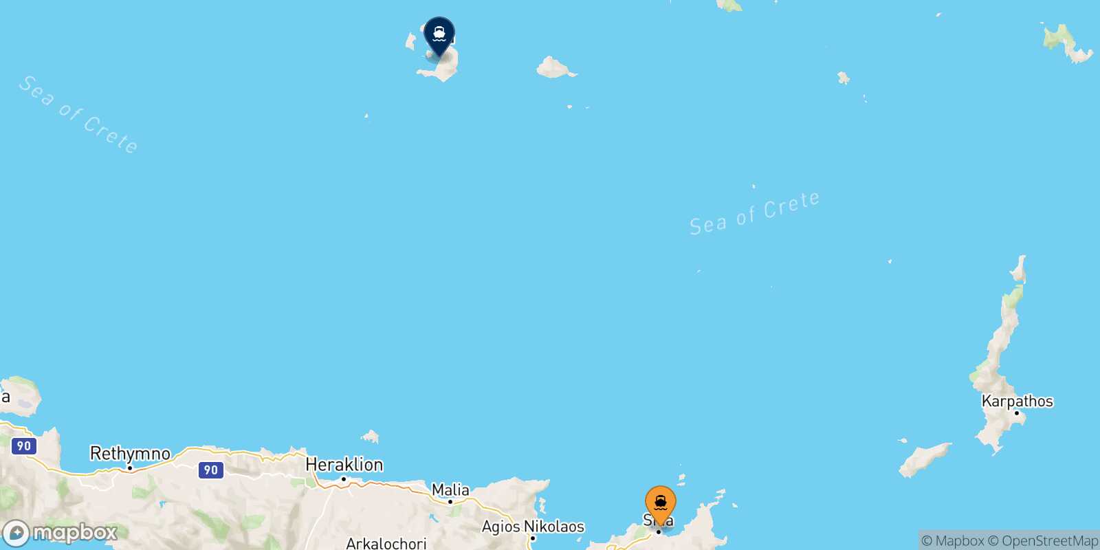 Sitia Thira (Santorini) route map