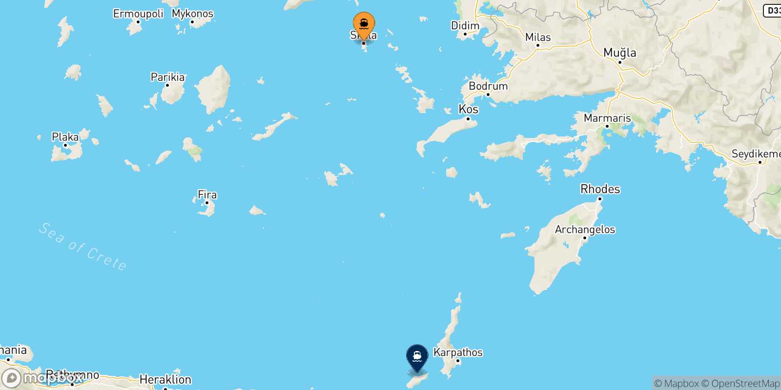 Patmos Kasos route map
