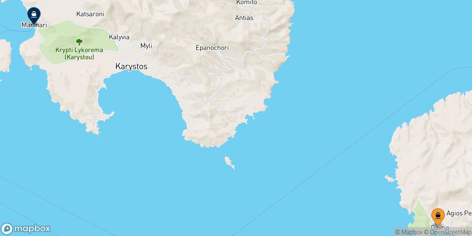 Andros Marmari route map