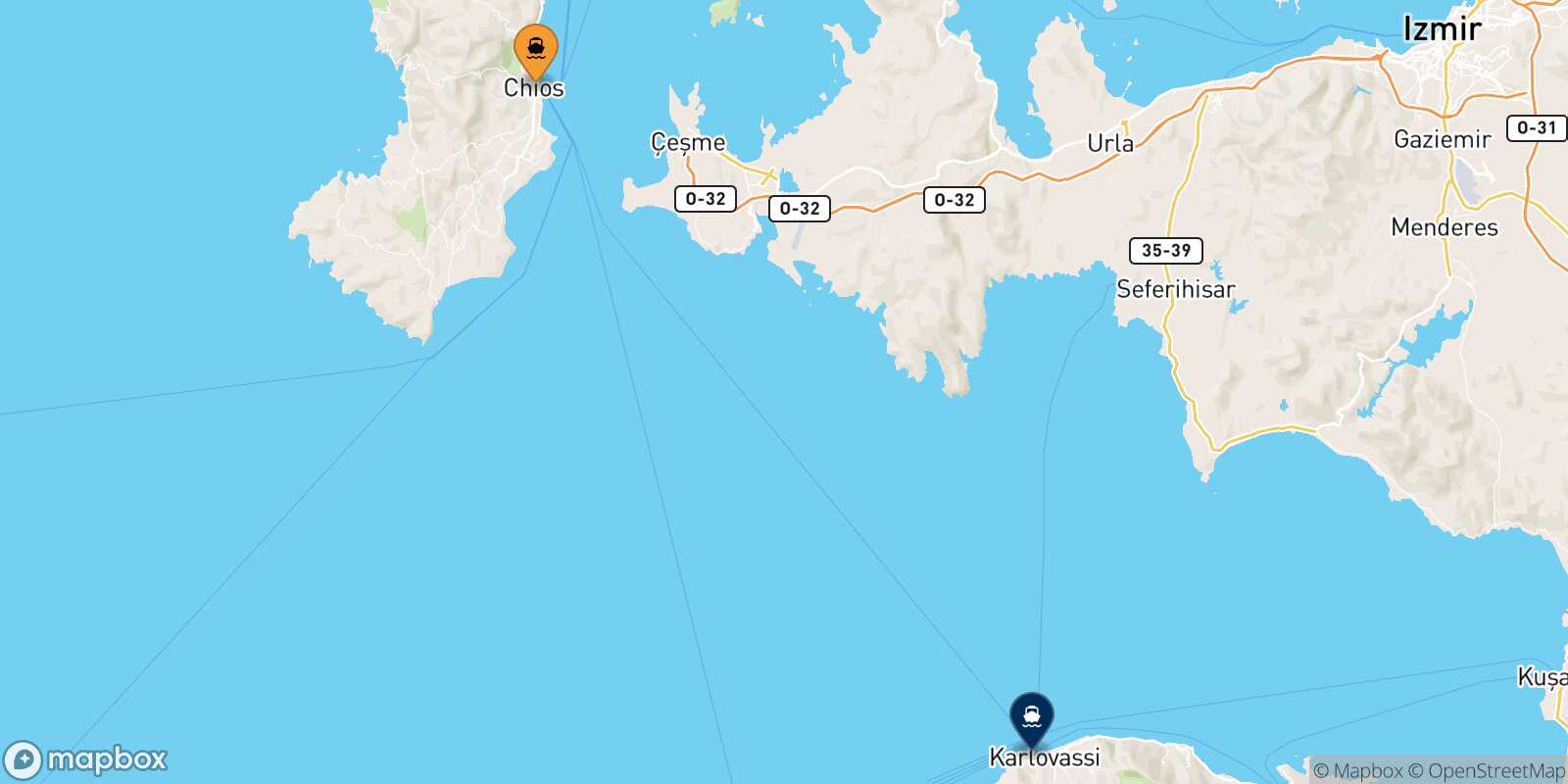 Chios Karlovassi (Samos) route map