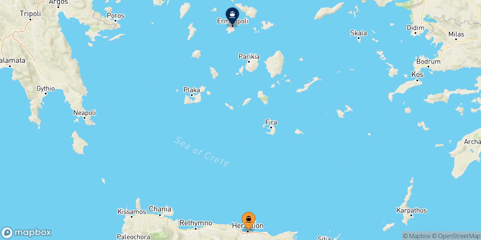 Heraklion Syros route map