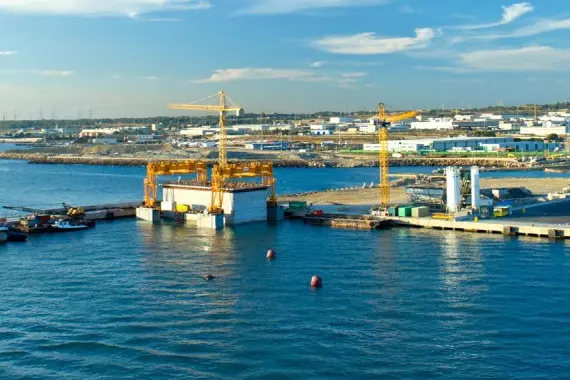 Port view of Civitavecchia, Italy.