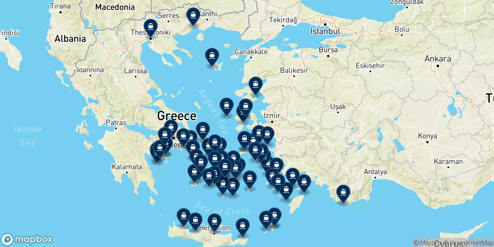 Blue Star Ferries destinations map