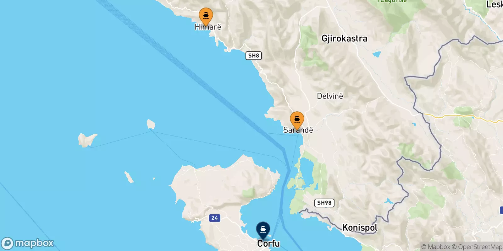 Ferries from Albania to Corfu