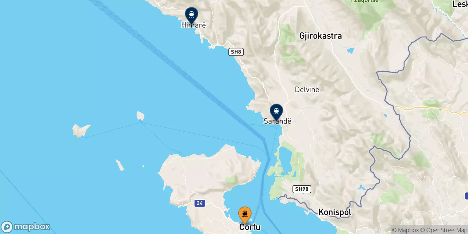 Ferries from Corfu to Albania