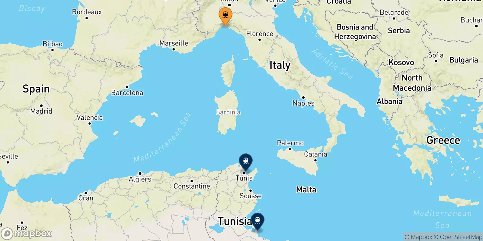 Ferries from Genoa to Tunisia